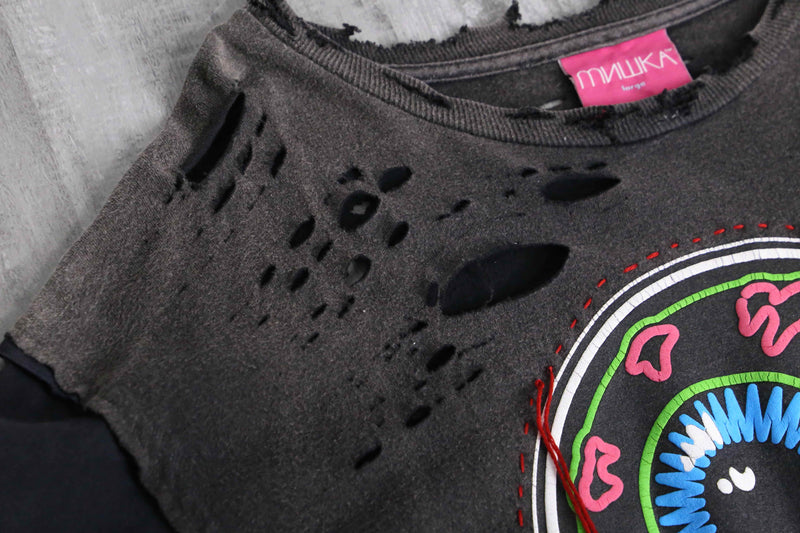 "Re:make" destroy&stitch design docking wide Tee