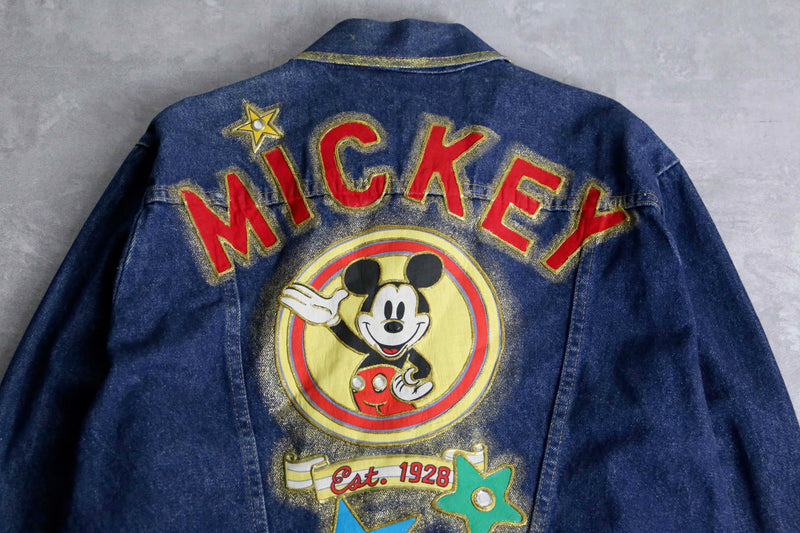 mickey mouse colorful lame denim jacket