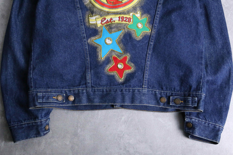 mickey mouse colorful lame denim jacket