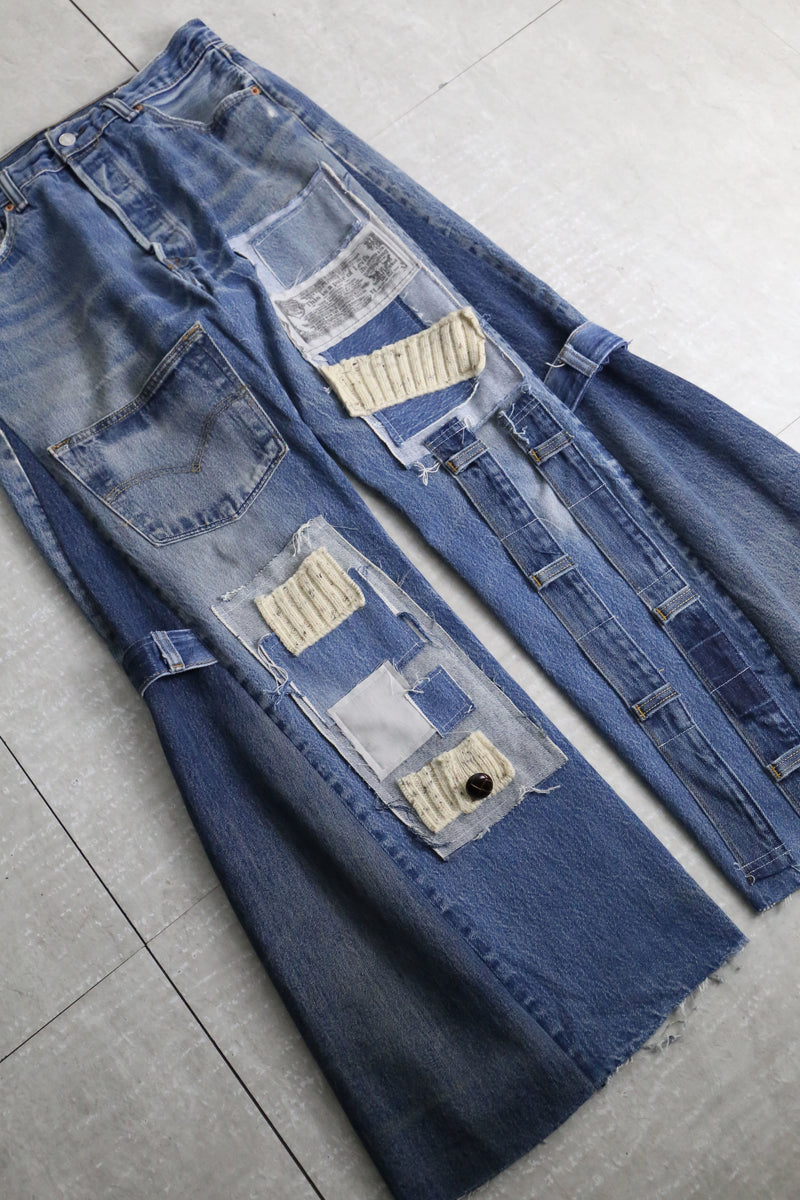 "Re:make" color patch design buggy flare denim