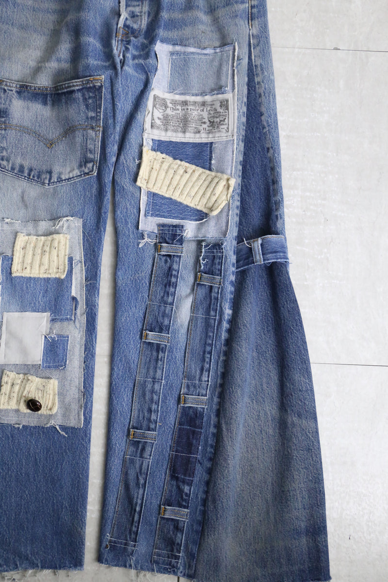 "Re:make" color patch design buggy flare denim