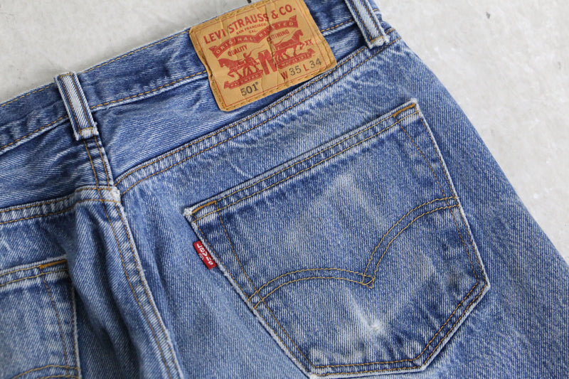 "Re:make" color patch design buggy flare denim