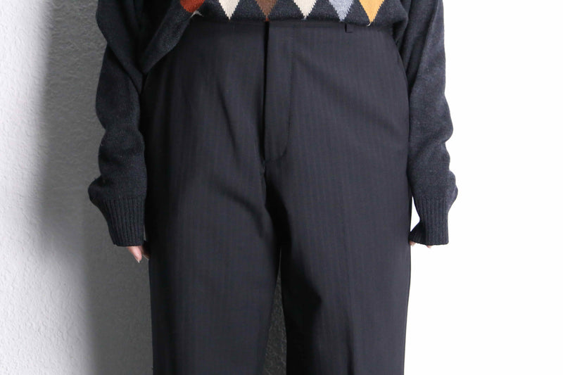 black red pinstripe trousers