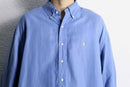 “Ralph Lauren BLAKE” sax blue silk linen shirt