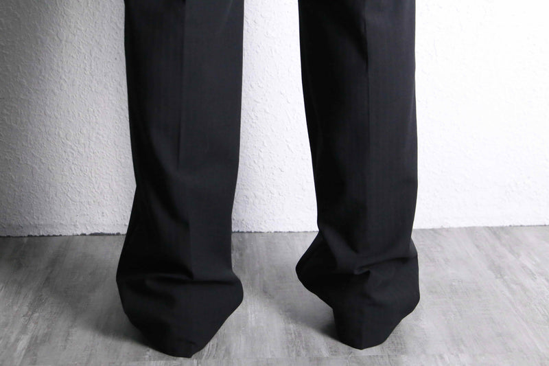 black red pinstripe trousers