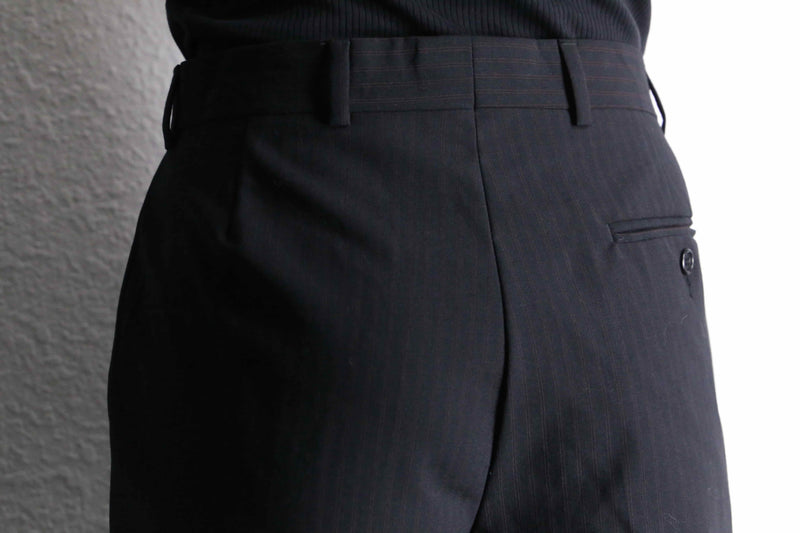 black red pinstripe trousers