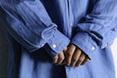 “Ralph Lauren BLAKE” sax blue silk linen shirt
