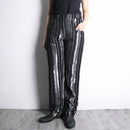silver switch pile stripe straight pants