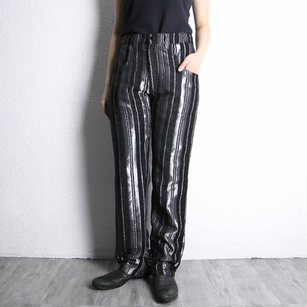 silver switch pile stripe straight pants