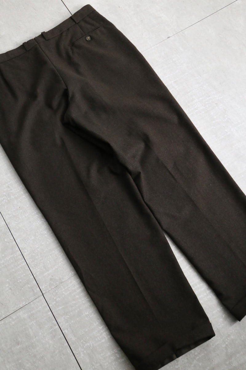 dark brown 2tuck wool wide tapered slacks