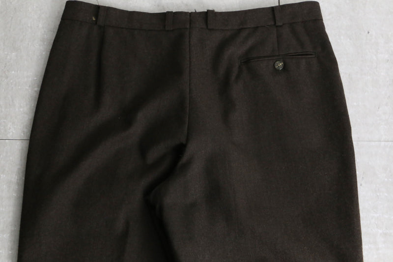 dark brown 2tuck wool wide tapered slacks