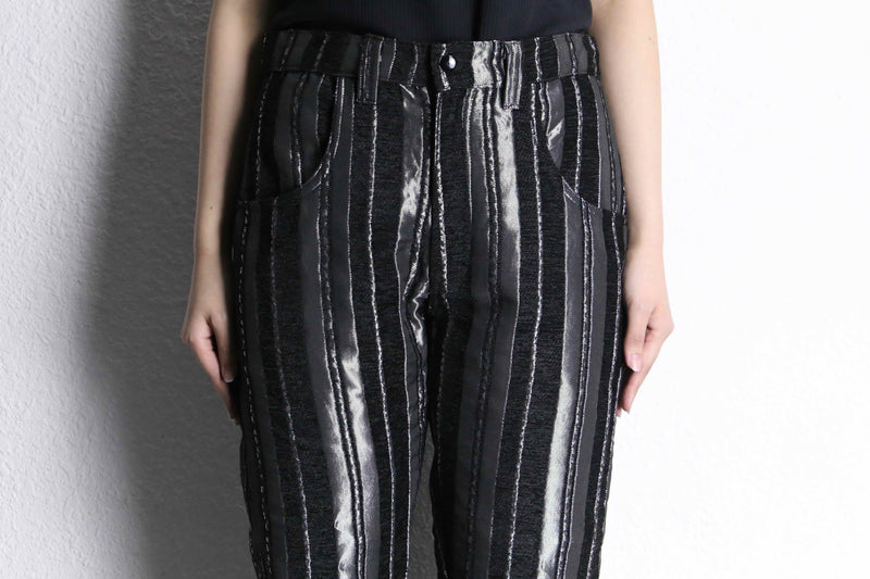 silver switch pile stripe straight pants