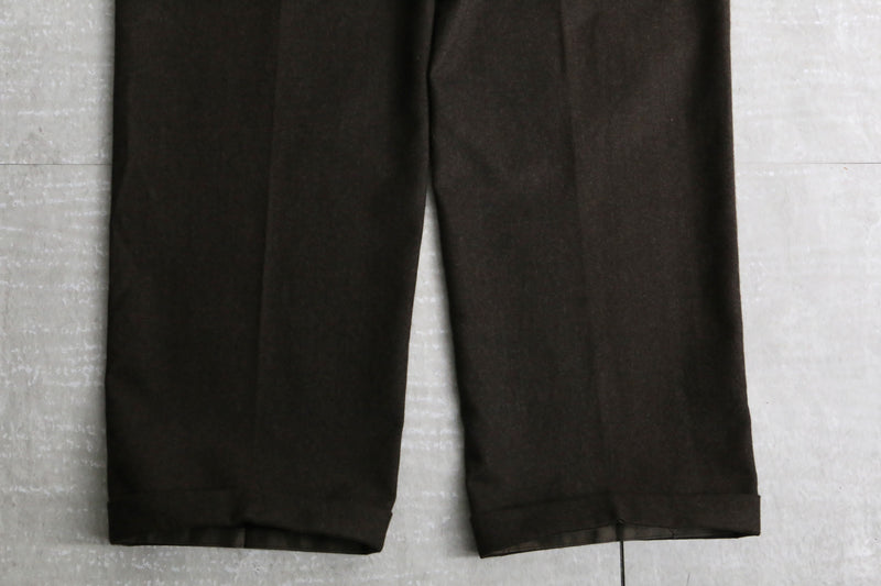 dark brown 2tuck wool wide tapered slacks