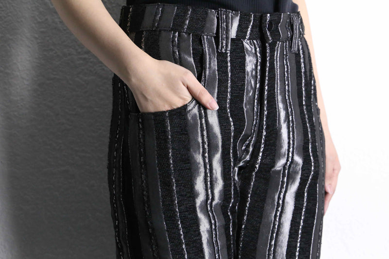 silver switch pile stripe straight pants
