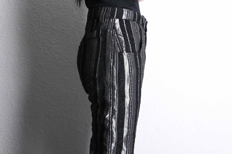 silver switch pile stripe straight pants