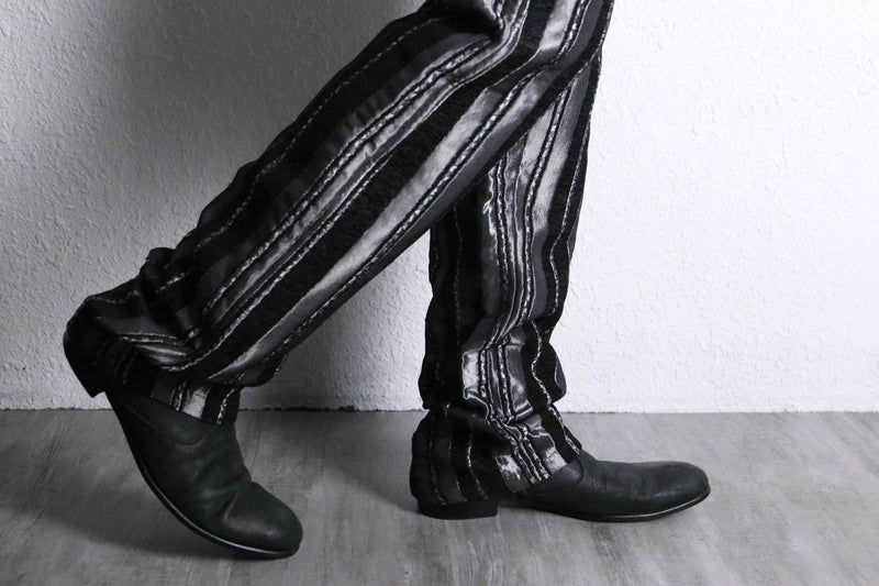 silver switch pile stripe straight pants