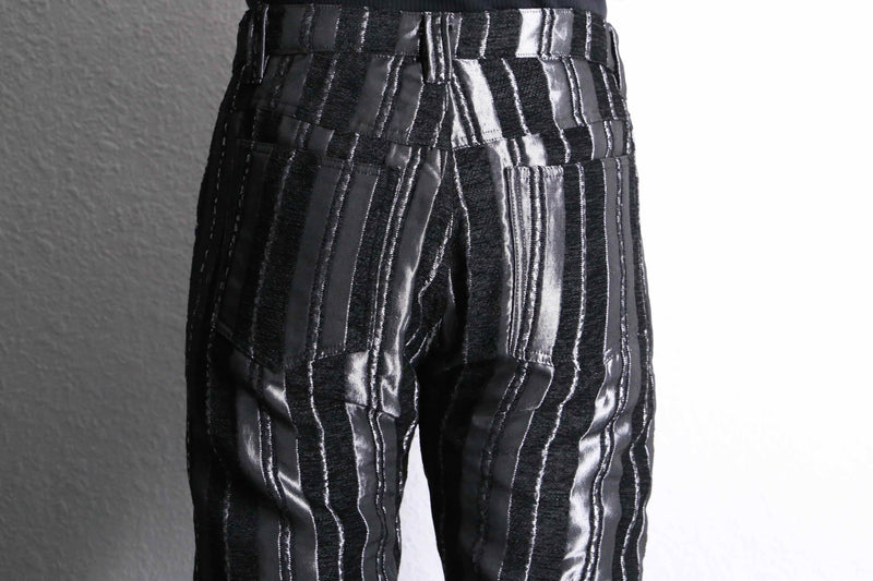silver switch pile stripe straight pants