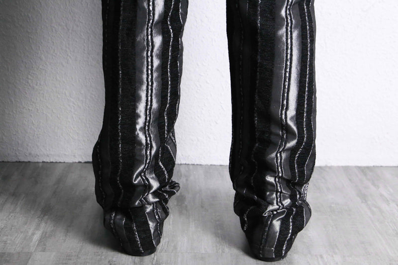 silver switch pile stripe straight pants