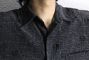 ”GUESS” maze & logo pattern design shirt