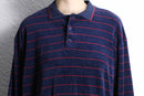 navy red horizontal stripe velours polo shirt