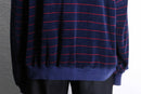 navy red horizontal stripe velours polo shirt