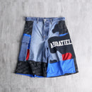 "Re:make" patchwork design half denim pants