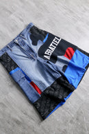 "Re:make" patchwork design half denim pants