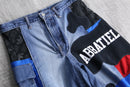 "Re:make" patchwork design half denim pants
