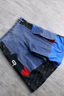 "Re:make" patchwork design half denim pants
