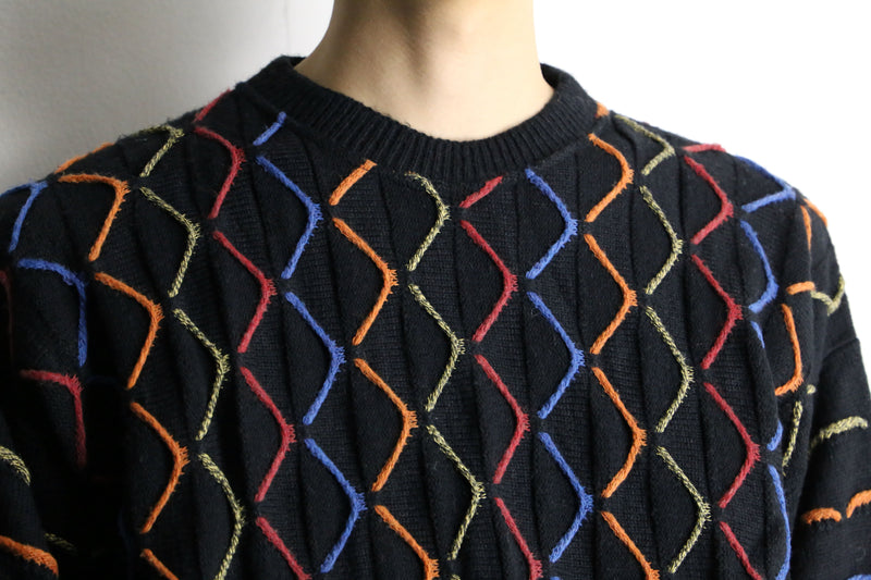 multi color zigzag 3D knit