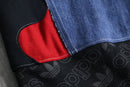 "Re:make" patchwork design half denim pants