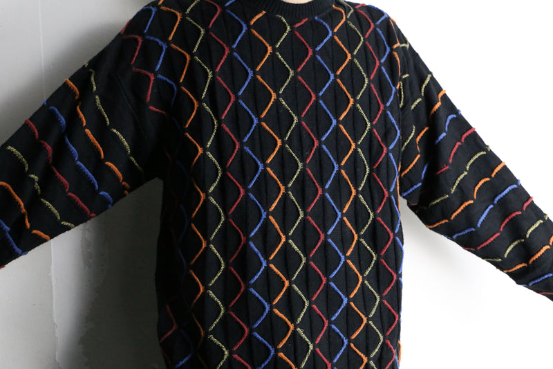 multi color zigzag 3D knit