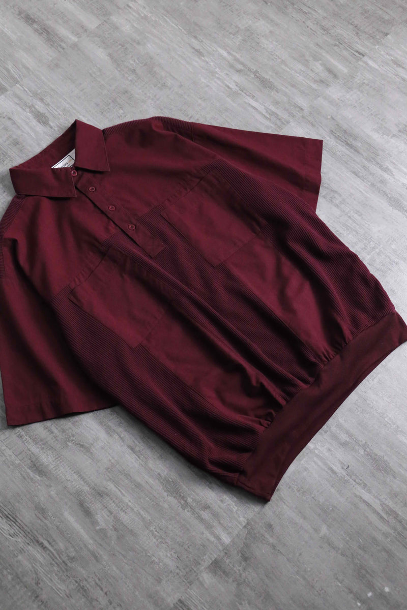 wine red knit switch design S/S polo