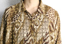animal pattern open collar shirt