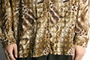 animal pattern open collar shirt