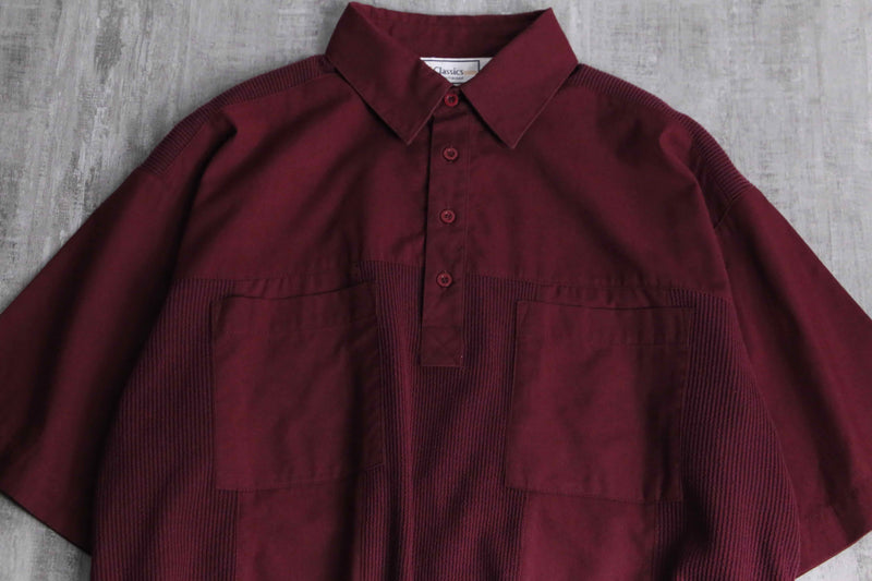 wine red knit switch design S/S polo