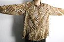 animal pattern open collar shirt
