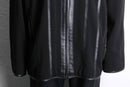 black leather switch stripe zip up jacket