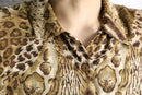 animal pattern open collar shirt