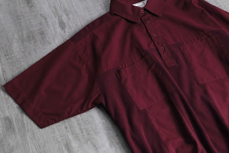 wine red knit switch design S/S polo