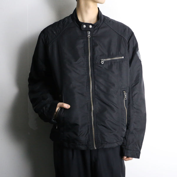 black single nylon zip jacket