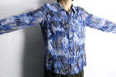 blue python pattern drape shirt