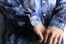 blue python pattern drape shirt