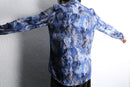 blue python pattern drape shirt