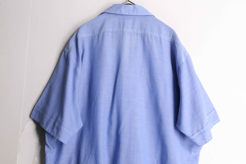 70's  4pockets light blue h/s shirt