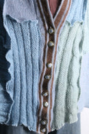 "Re:make" blue gradation mohair mix loose cardigan