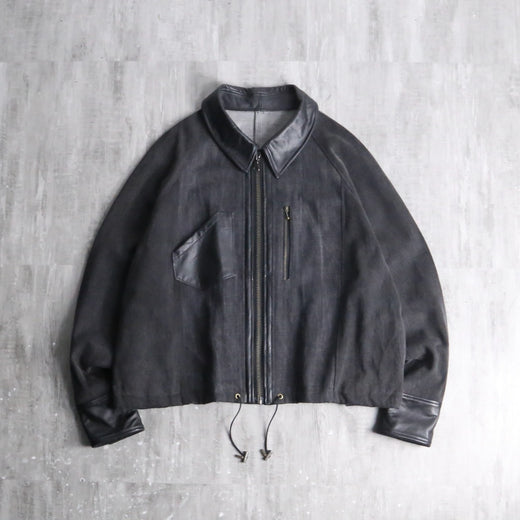 "Re:make" leather switch design denim blouson