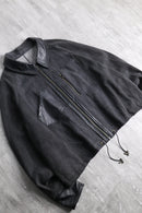 "Re:make" leather switch design denim blouson