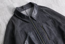 "Re:make" leather switch design denim blouson