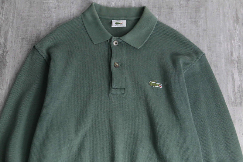 "LACOSTE" khaki half button up knit